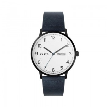 MORRIS 40MM BLUE LEATHER STRAP WATCH