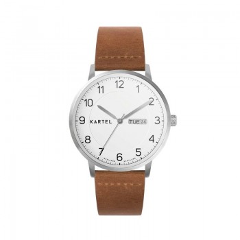 MORRIS 40MM TAN LEATHER STRAP WATCH