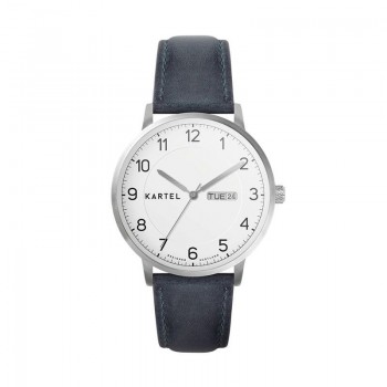 MORRIS 40MM BLUE LEATHER STRAP WATCH