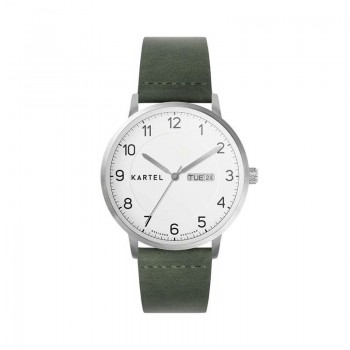 MORRIS 40MM GREEN LEATHER STRAP WATCH