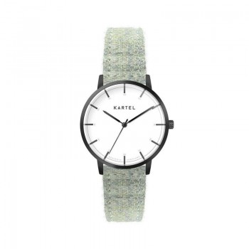 ISLA 34MM GREEN TWEED STRAP WATCH