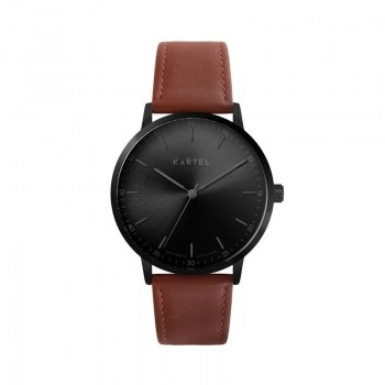 HUME 40MM MAROON LEATHER STRAP WATCH