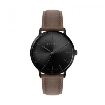 HUME 40MM BROWN LEATHER STRAP WATCH