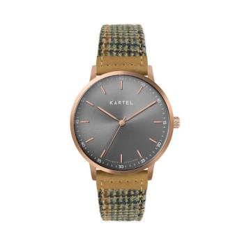 HUME 40MM BROWN FABRIC STRAP WATCH