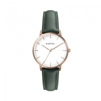 ISLA 34MM GREEN LEATHER STRAP WATCH