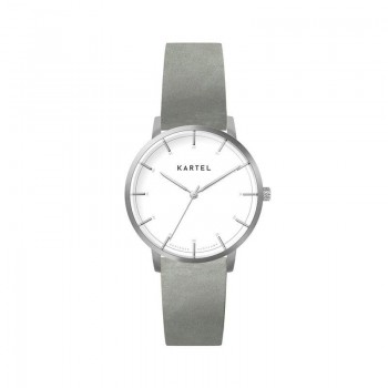 ISLA 34MM GREY LEATHER STRAP WATCH